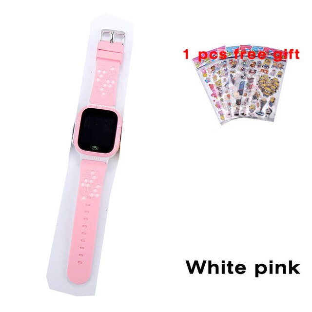 Q02 enfants montre intelligente caméra éclairage enfants regarder écran tactile SOS appel LBS suivi localisateur enfants bébé montre intelligente: white pink gift 1