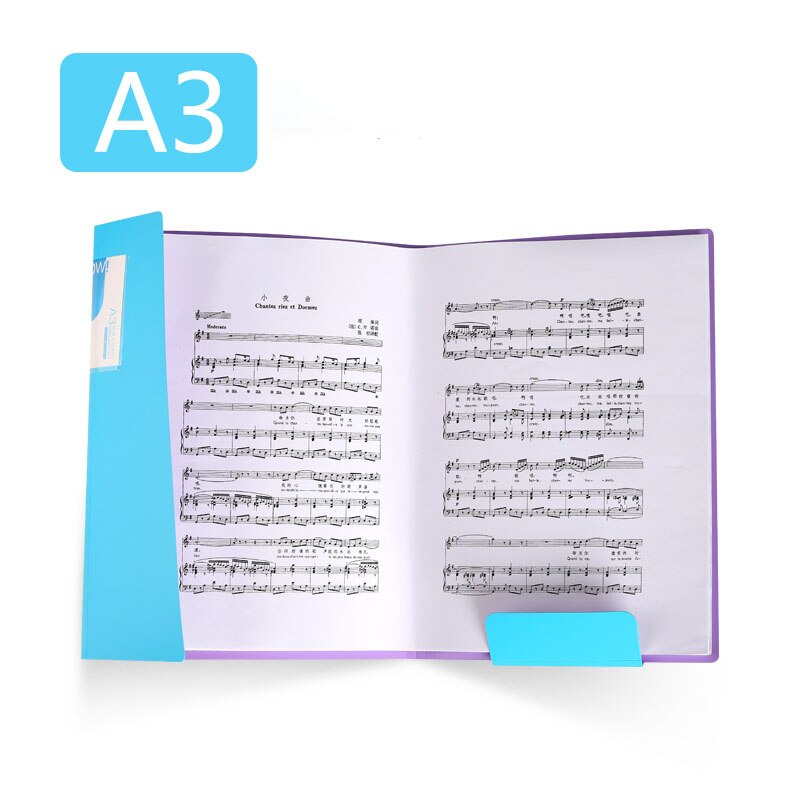 A3 File Document Bag Test Paper Bill Folder Holder Organizer Fastener School Office Supplies Binder File Folder Document Storage: Blue and purple