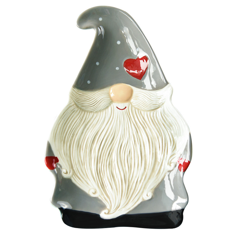 AGMSYEU Santa Claus Plate Ceramic Crafts Western Tableware Flat Plate Household Products Kitchen Ceramic Tableware: Default Title