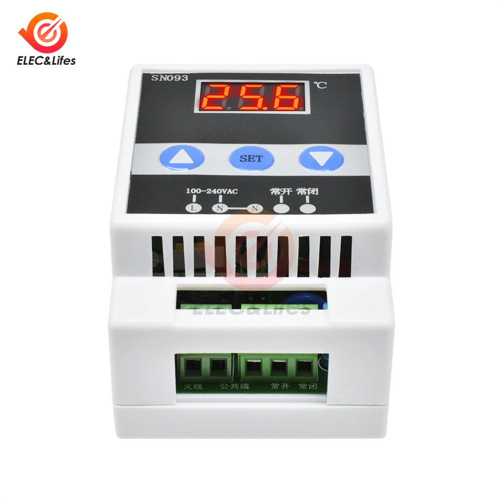 Ac 90-250V Geleiderail Temperatuur Tester Led Digitale Thermostaat Thermoregulator Cooler Heater Temperatuur Controller Sensor 220V