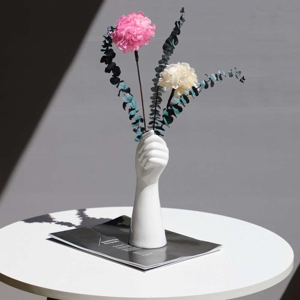 Hand Vase Flowers Ceramics Holder Modern Home Office Decor Floral Composition livingroom Ornament Vase Decoration