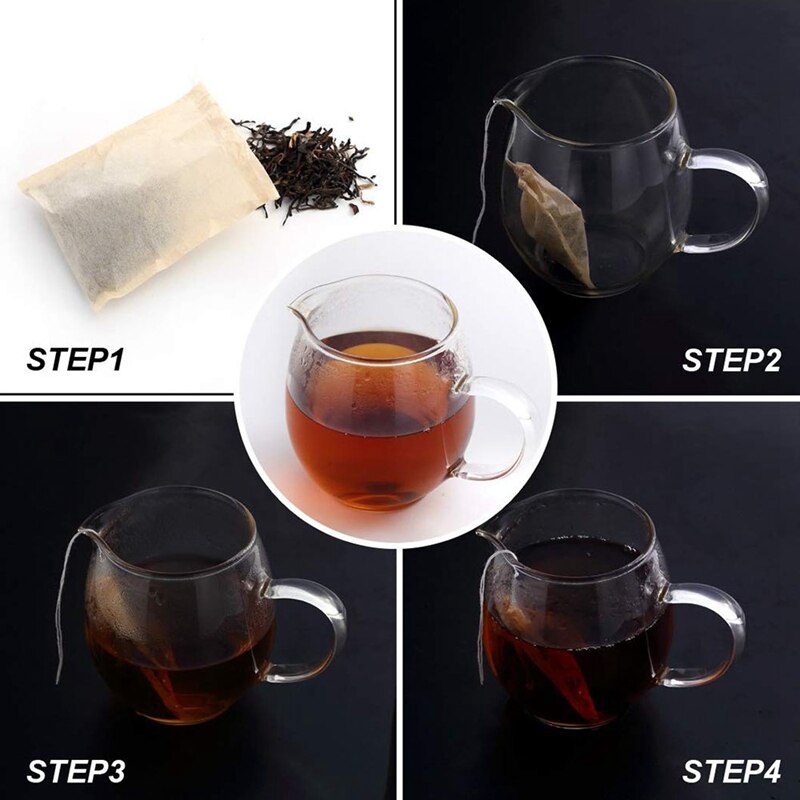 400 Pack Disposable Drawstring Tea Filter Bags Safe & Natural Unbleached Paper Tea Infuser Drawstring Empty Bag for Loose Leaf T
