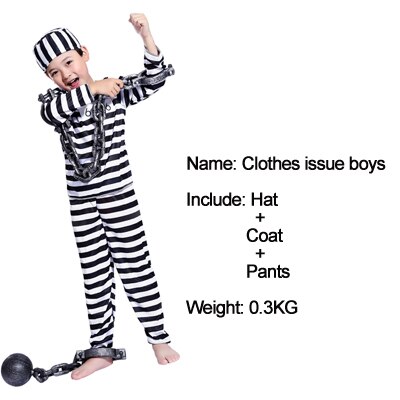 Halloween costume bloody prisoner clothes adult male prison uniform violence female child prisoners serving prison uniform: boy L