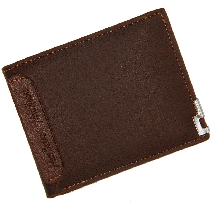 Retro Short Bifold Wallet for Men Small Leather Cards Wallets Purse Purses Male Mens Wallet Slim Business ID Card Holders Wallet: Light Brown D