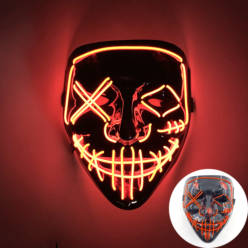 Wireless Scary Glowing Mask LED Luminous Purge Mask Carnival Horror Neon Light Up Cosplay Party Mask Festival Costume Supplies: Dark Khaki