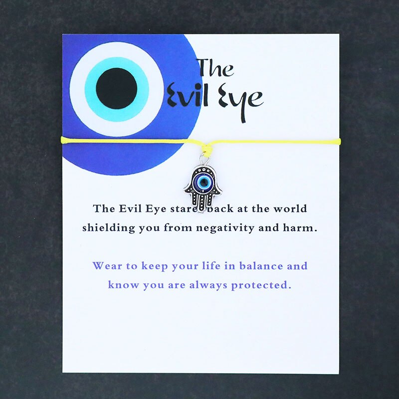 Hamsa Hand Evil Eye Red String Bracelet Good Luck Blue Evil Eye Hand Braided Bracelet Evil Eye Jewelry Friendship Bracelet: Yellow