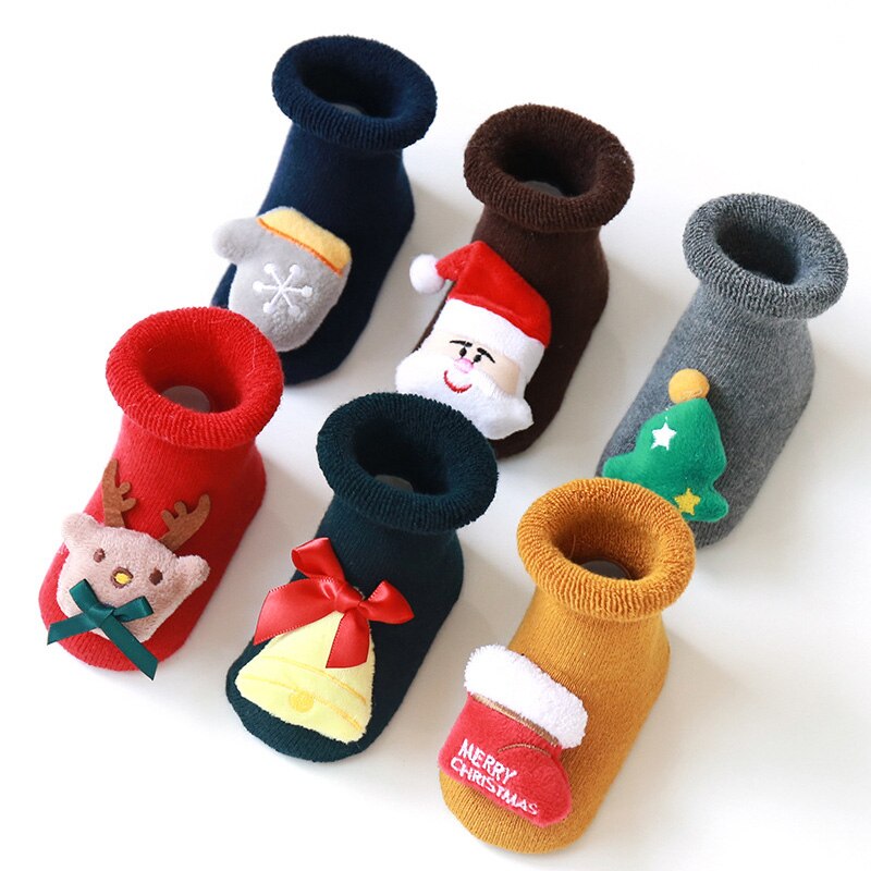 Kerst Winter Zachte Katoenen Baby Sokken Leuke Kerstman Patroon Baby Jongens Meisjes Sokken Dikke Warm Anti-Slip Vloer sokken