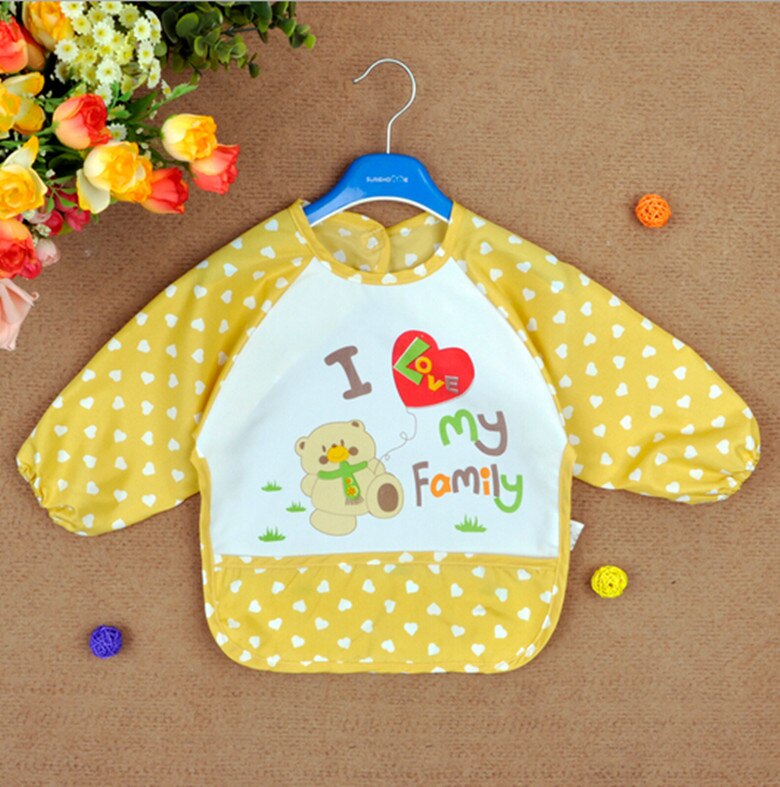 L2Lovely Boys Girls Baby Letter Print Infant Long Sleeve Anti Wear Waterproof Feeding Shirts