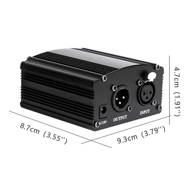 Fuente de alimentación Phantom de 48V con adaptador para micrófono de condensador, grabación de estudio