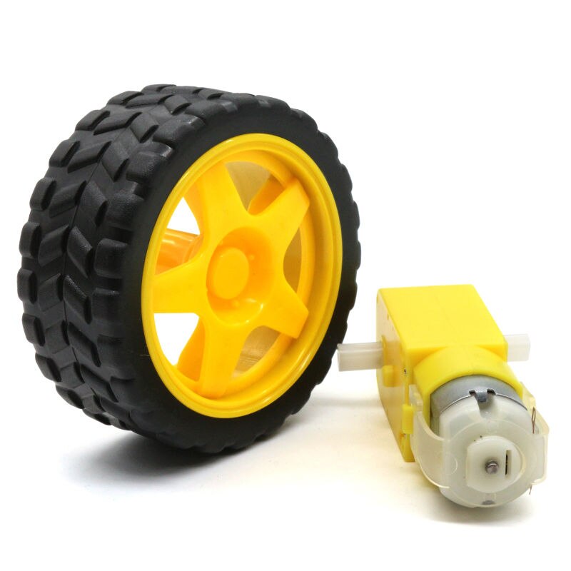 Glyduino diy tilbehør fjerntliggende smart bil robot plast gear driver motor + dæk dæk hjul til arduino intelligent bil