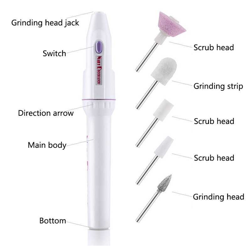 uñas accesorios y herramientas Mini aparato eléctrico de taladro de uñas para removedor de cutícula de Gel de máquina de manicura pedicura juego de brocas para pulir