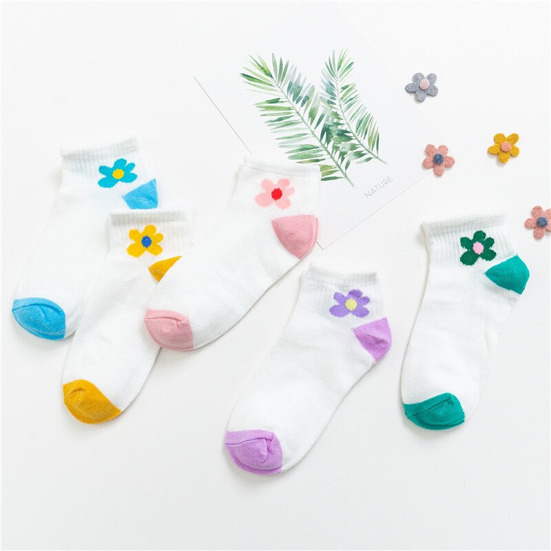 Maat 34-39 Kawaii Vrouwen Sokken Happy Enkel Grappige Sokken Vrouwen Vruchten Leuke Gelukkige Art Onzichtbare Sok 5 pairs Lente Zomer