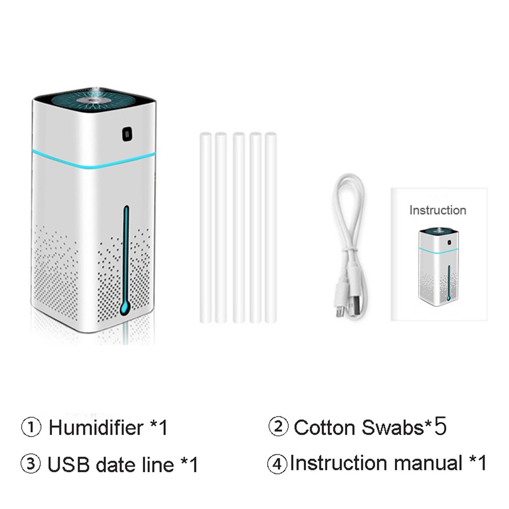 1000ml ilmankostutin aromiöljy diffuusori sumutin ultraääni usb humidificador aromaterapiapuhdistin suurikapasiteettinen sumukone: Valkoinen ilmankostutinsarja