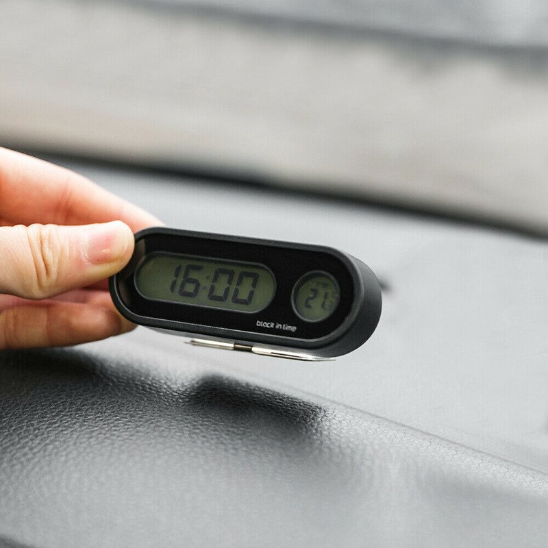 2 In 1 Portable Car Digital LCD Clock/Temperature Display Electronic Clock Thermometer Car Digital Time Clock Interior Parts
