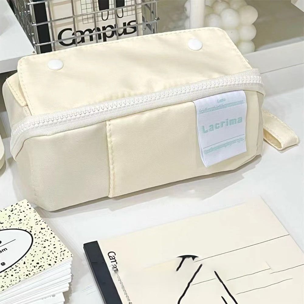 Canvas Prism Pencil Case Large Capacity Sweet Color Stationery Organizer Multi-layer Stationery Storage Pouch Student Supplies: Burgundy