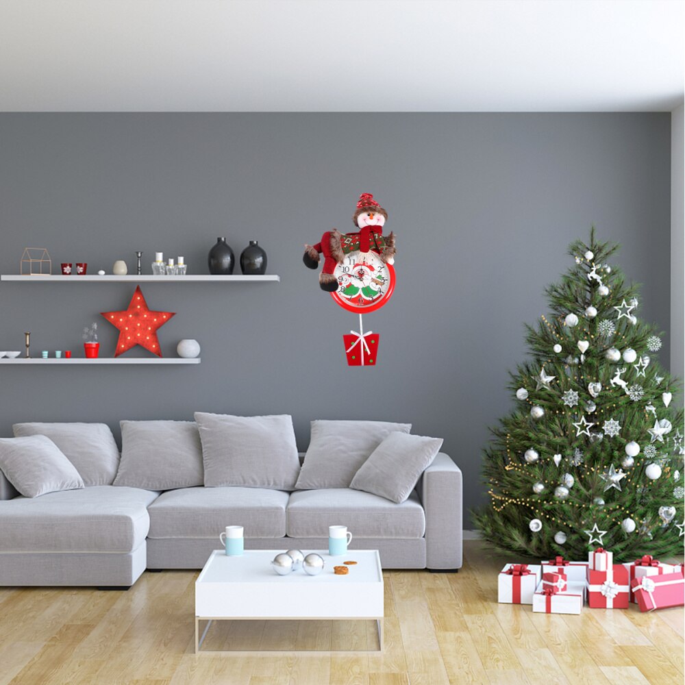 Tecknad snögubbe väggklocka xmas väggklocka väggklocka dekor julklocka utan batteri: Default Title
