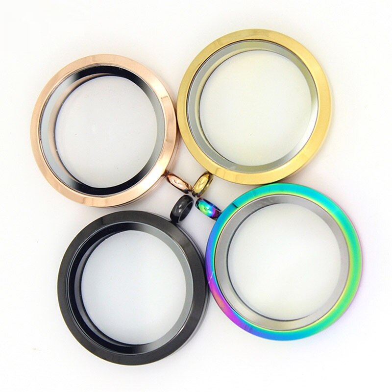 30mm 316L Stainless Steel Twist Screw Locket Pendant Floating Charms Locket Clear Glass Locket DIY Jewelry