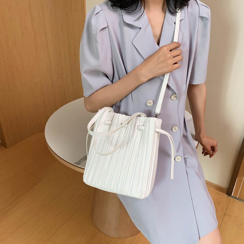 Luxury Handbag Women Bags Fold Drawstring Shopping Bag Female Casual Travel Crossbody Shoulder Bags Women Leather Totes