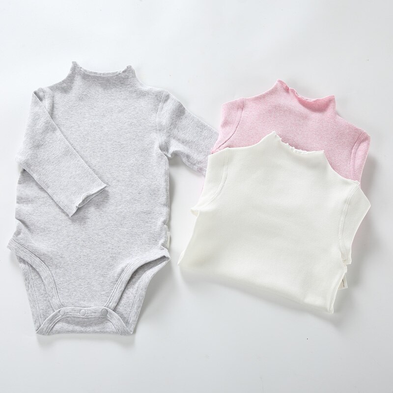 Baby kleding hoge picot hals bodysuit kinderen kleding baby jongens meisjes kleding lange mouwen kinderen kleding solid