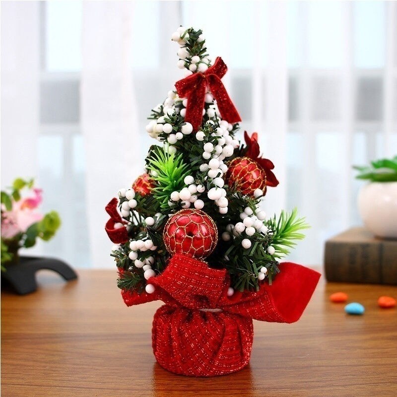 20cm Mini Christmas Tree Decor Desk Table Decor Small Party Ornaments Xmas: Red