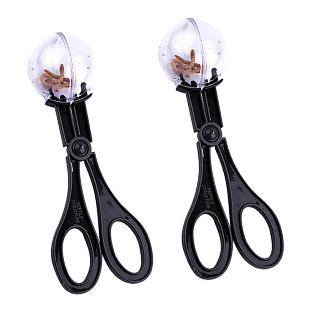 2pcs Reptile Terrarium Lizards Plastic Tongs Tweezers Pet Raising Feeding Tool Clip Pooper Scooper Pickup Tongs Scooper