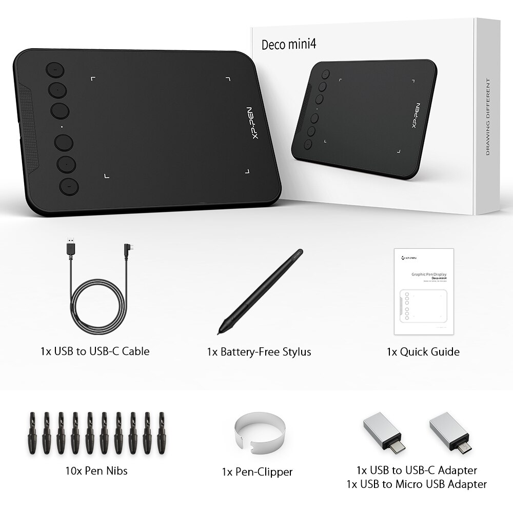 Tavoletta grafica digitale mini4 xhrc Deco per disegno per Android Mac Windows firma istruzione Online