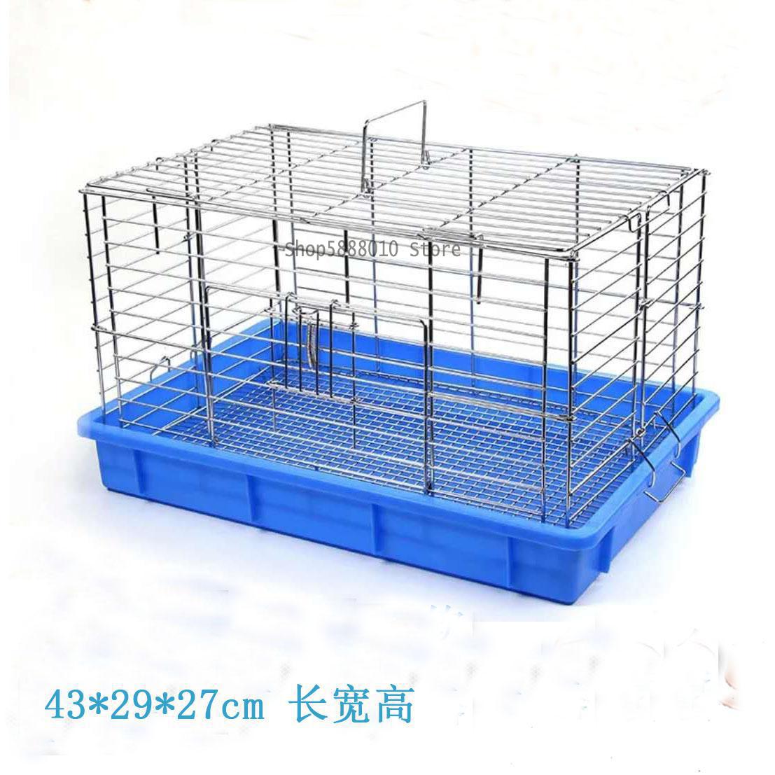 Stainless steel plating rabbit cage extra large rabbit cage cat cage luxury villa lop-eared rabbit breeding spray-proof: 43x29x27cm  1