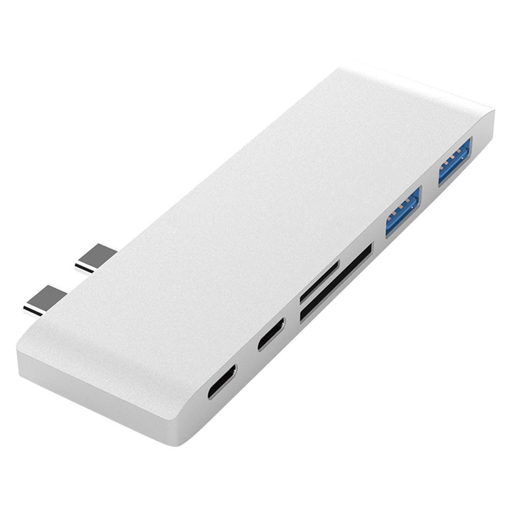 Intelligenta dockningsstationer för bärbar dator aluminiumlegering 6 in 1 usb typ c hubb till usb 3.0 pd kortläsaradapter för macbook pro