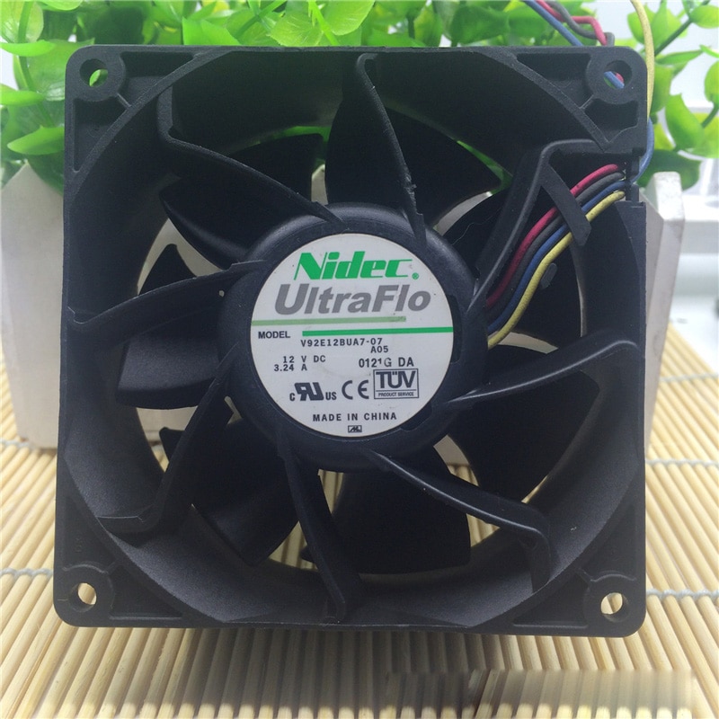 NIDEC 9238 DC12V 3.24A V92E12BUA7-07 9CM PWM High Precision Double Ball Bearing Fan air blower with Large Air Volume