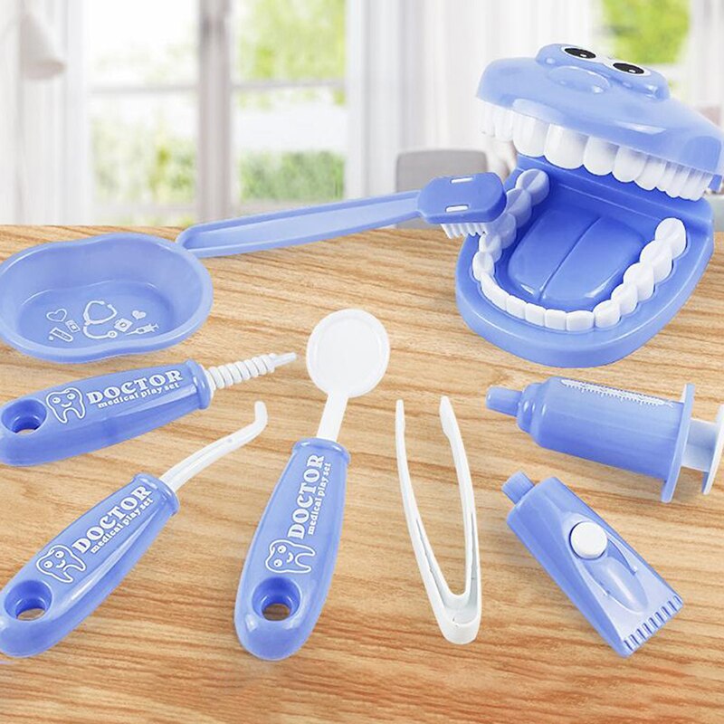 9Pcs Kids Kinderen Pretend Play Speelgoed Tandarts Controleren Tanden Model Set Rollenspel Learing Speelgoed
