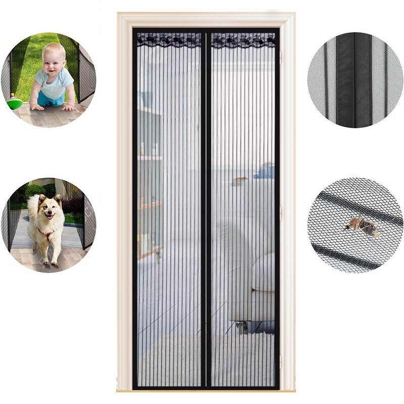 Håndfri magnetisk myggenet dørnet anti myg insekt flyve dør skærm magnetisk gardin mesh til døren køkken gardiner