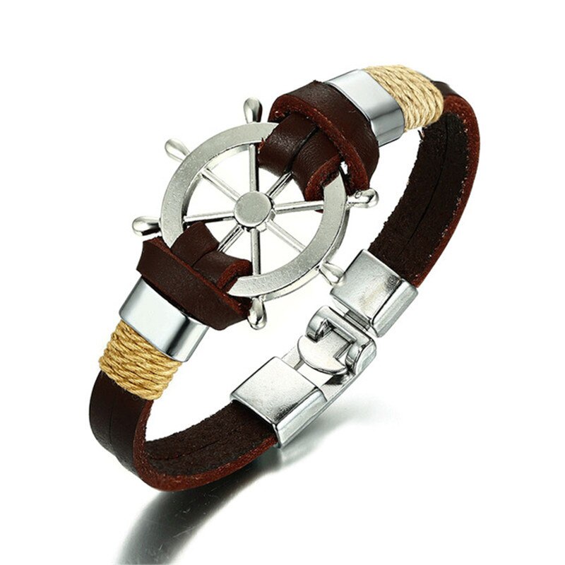 ZORCVENS 2022 Neue Jahrgang rüder Charme Armbinde für Männer Multi-schicht Leder Seil Armbänder Armreifen: 82561
