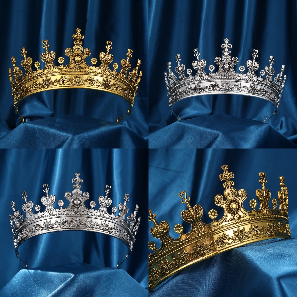 Couronne de roi médiévale pour hommes, femmes et enfants, couronne de Cosplay sur scène, accessoire de fête d'halloween, 1 pièce