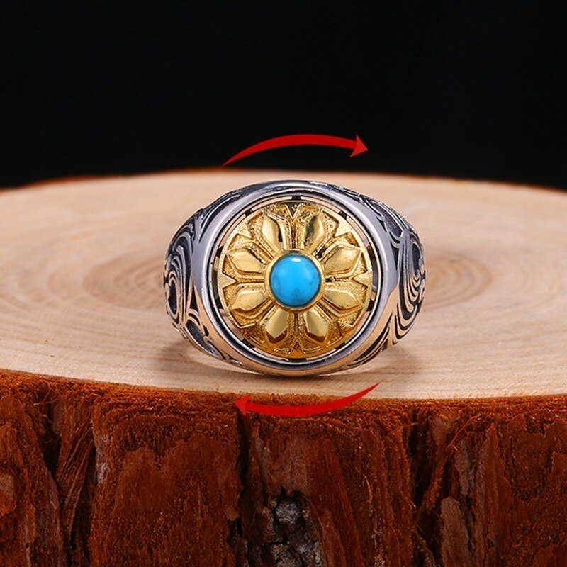 Zabra 925 Sterling Argento Spin Anello per Le Donne Degli Uomini Formato Aperto 2 Scelte di Buddha Sei Parole Anello con Sigillo Vintage Rock gioielli