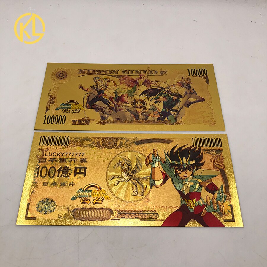Saint Seiya – billets de banque en or, dessin animé japonais, cartes en plastique, amusant: Gris clair