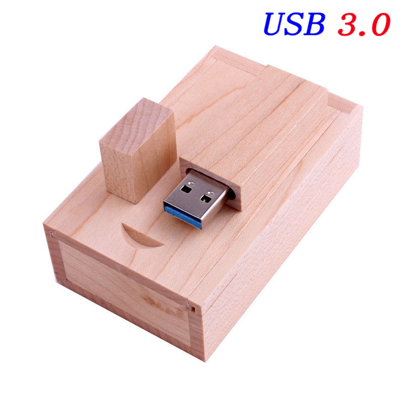 gratis tilpasset logo høyhastighets usb-minnepinne i tre 3.0 stk. 128gb stk. bryllupsminnepinner 64gb stk . fotominnepinne u-disk 16gb 32gb: Hvit / 128gb
