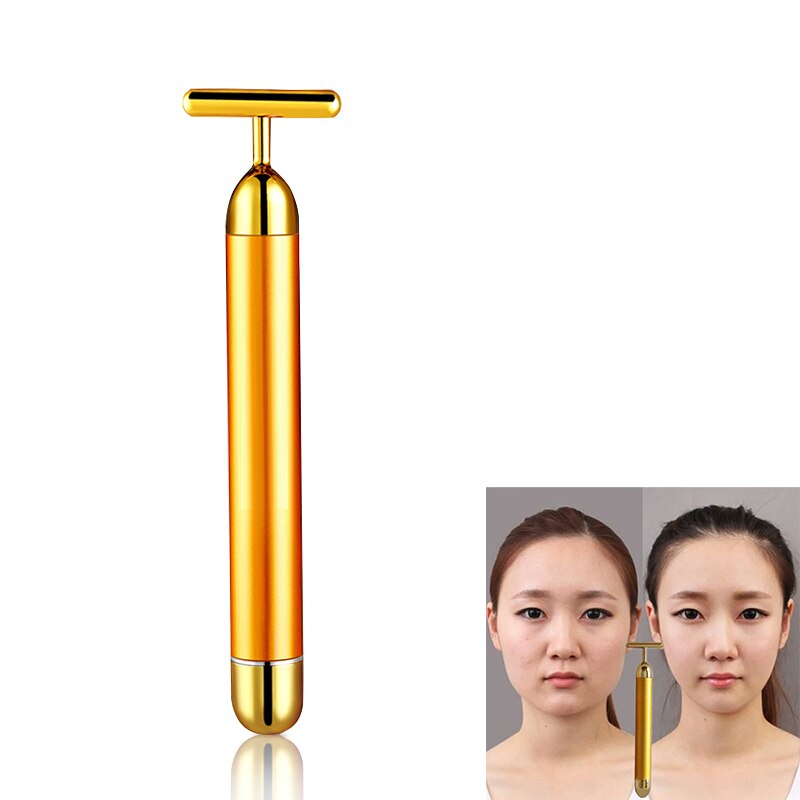 Afslanken Gezicht 24 k Gold Vibration Facial Beauty Bar Pulse Verstevigende Facial Roller Massager Lift Huidverstrakking Rimpel Stok