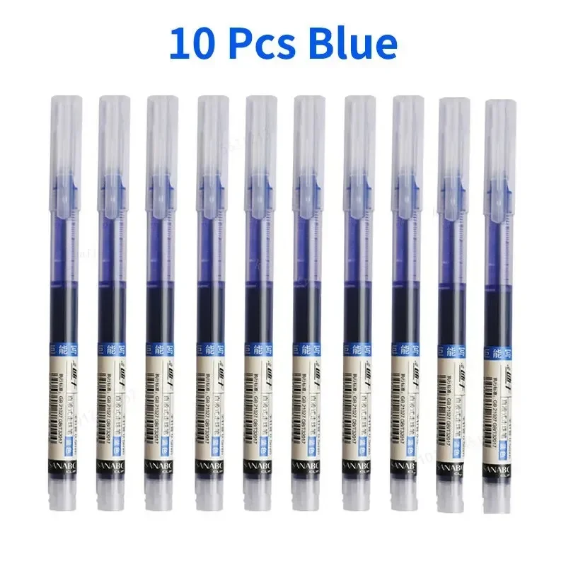 10Pcs/set Needle Type Gel Pens Straight Liquid Ballpoint Pen Stationery School Office Supplies Writing: Yellow