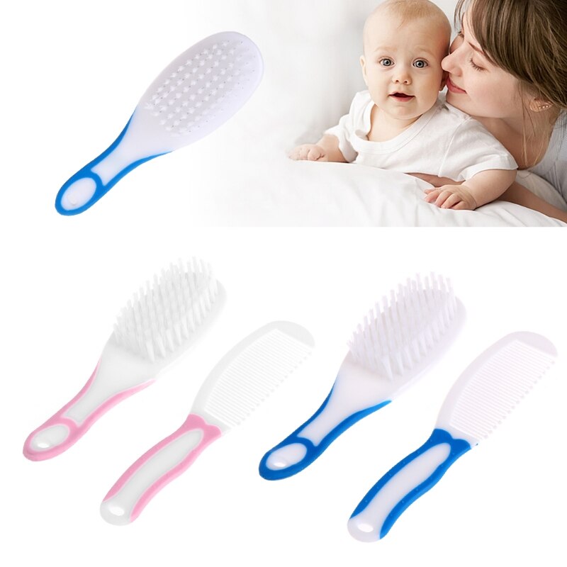 2pcs Portable Soft Newborn Baby Hair Brush Comb Hairbrush Sets Head Massager