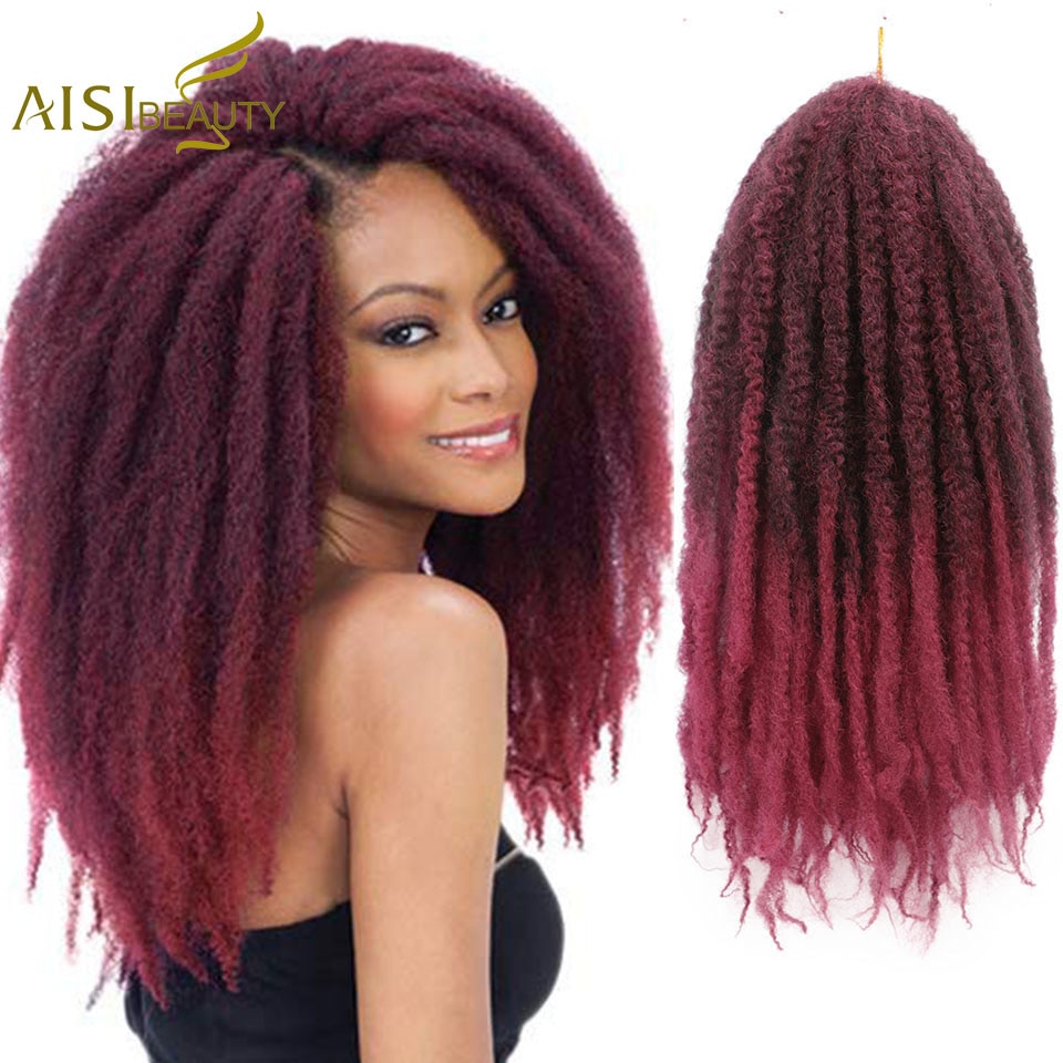 Ombre Marley Braids Hair Crochet Afro Kinky 18 inch Synthetic Braiding Hair Crochet Braids Hair Extensions Bulk