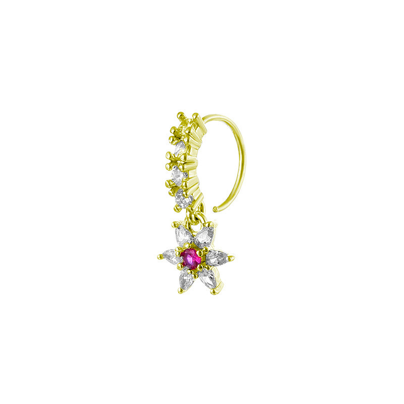 1 Uds. De aro de cristal CZ para tabique, Clickers, anillo para la nariz, Piercing para cartílago, pendiente de hélice, joyería para el trago, aros Daith, pendientes de lóbulo Rook: Rodio plateado