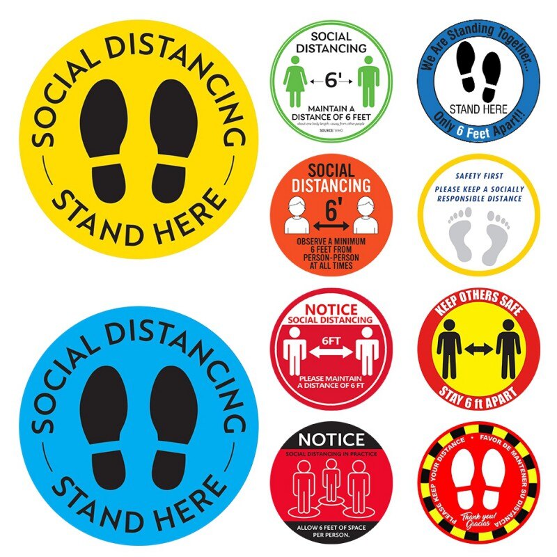Sociale Distantiëren Auto Indoor Grond Sticker Veiligheid Vloer Teken Marker Anti-Slip Commerciële Grade 11 "Ronde