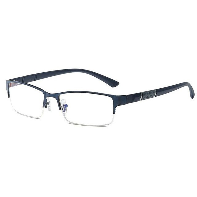 Geschäft Myopie Brille Halb Metall Rahmen Kurzsichtig Gläser unisex Myopie Harz Klar Spiegel 0-0,5-1-1,5 -2-2,5-5-5,5-6: -600 / Blau