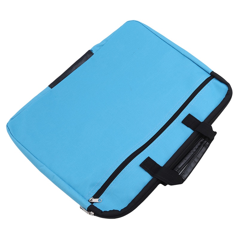 Saco de documentos portátil lona a4 saco de zíper de escritório grande capacidade das mulheres dos homens bolsa de informações multi-camada maleta de reunião: sky blue