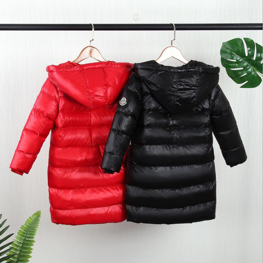 winter long children down jacket for girls winter clothes thick coat snowsuit hooded windproof waterproof kids red jacket