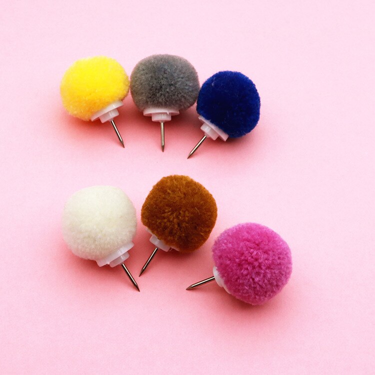 50pcs Decorative Standard Pin Cute Fur Ball Thumbtack Decorative Thumbtack Pushpins INS Decorative Painting Pin Push Pins Tacks