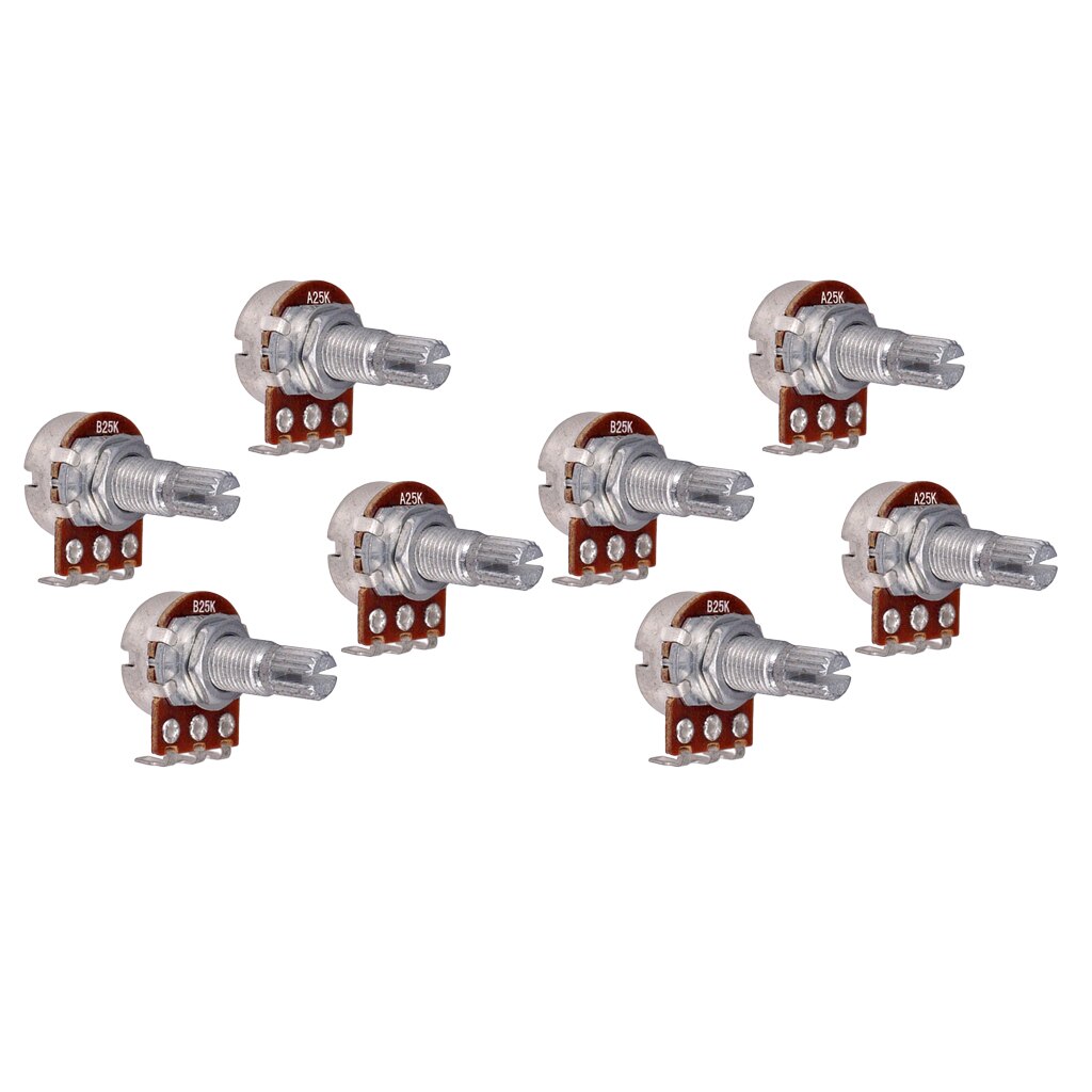8x 25k 18mm Split Solid-Shaft Guitar Volume/Tone Control Potentiometer Pots