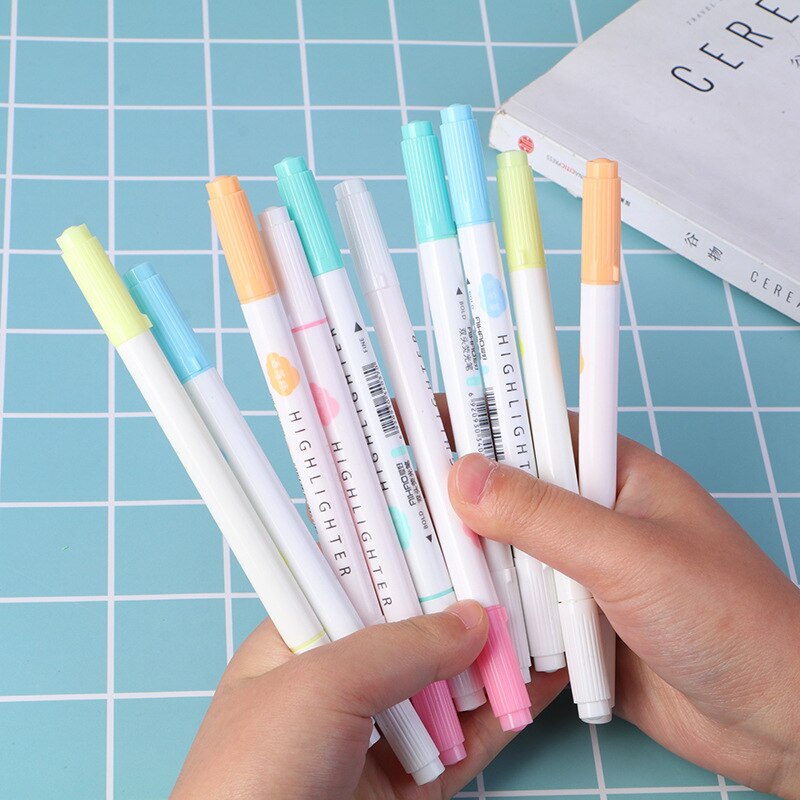 Lot de 5 marqueurs promotionnels à double pointe Fine, couleur des yeux, effilés, bonbons colorés, papeterie