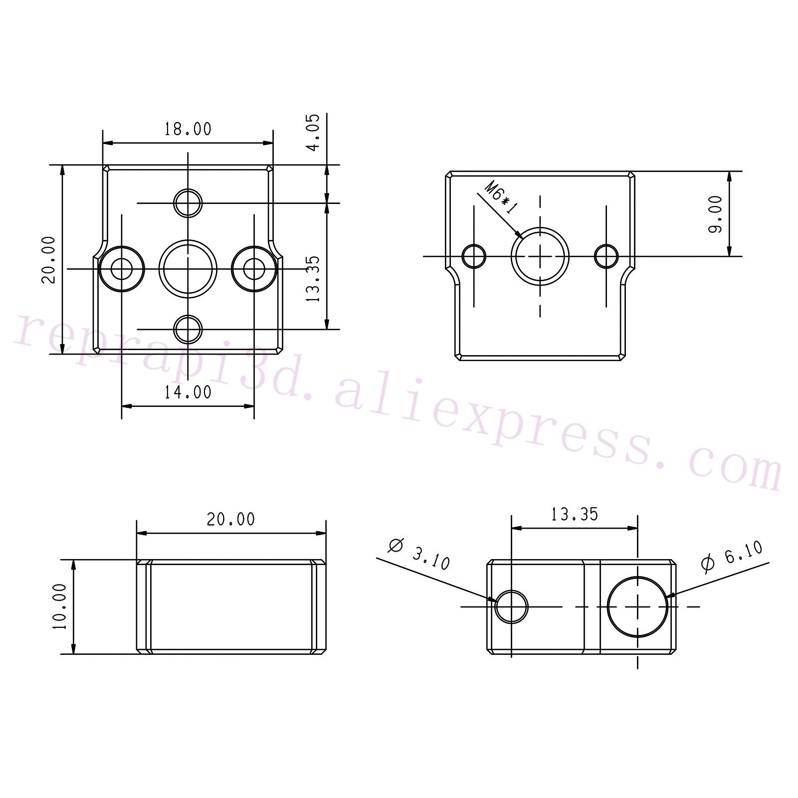 Aggiorna la temperatura elevata del blocchetto del radiatore del rame placcato SE CR6 per i PRO accessori della stampante 3D di CR-5 massimo di CR-6