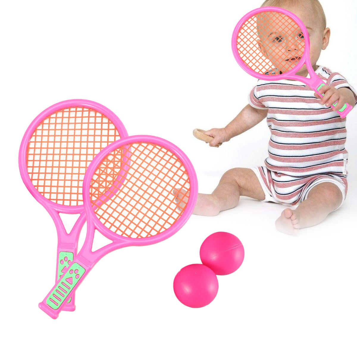 1 Pair Children Tennis Rackets Lightweight Sports Portable Racket Sets for Toddlers Pupil
